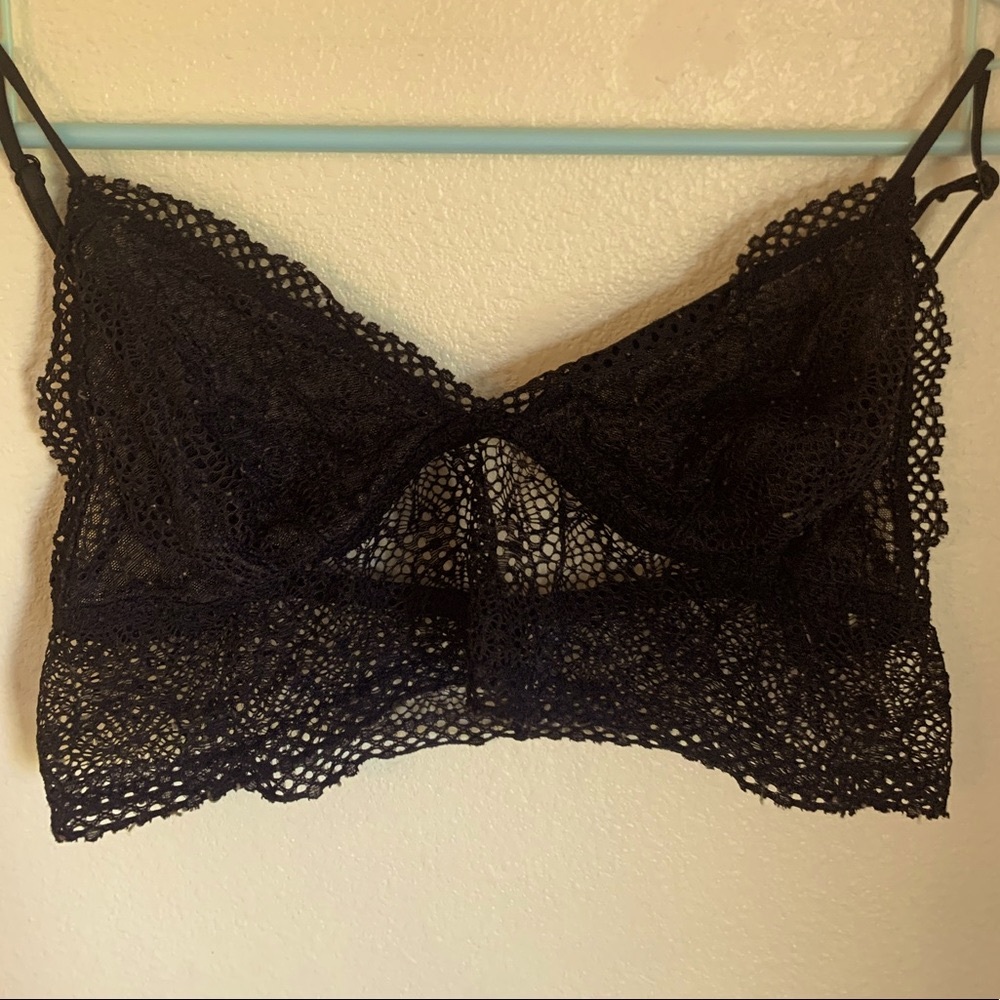 Black lace bralette.